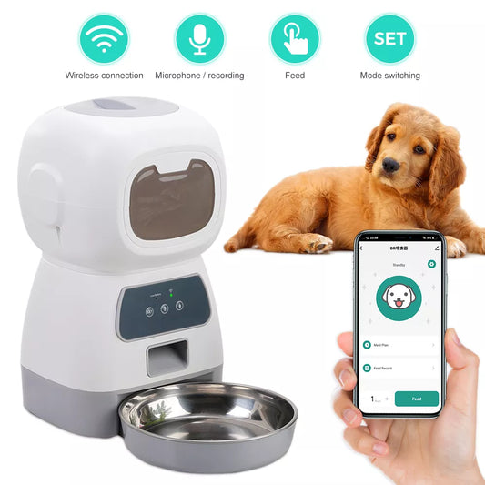 3.5L Automatic Pet Feeder For Cats WiFi Smart Swirl Slow Dog Feeder With Voice Recorder Large Capacity Timing Cat Food Dispenser